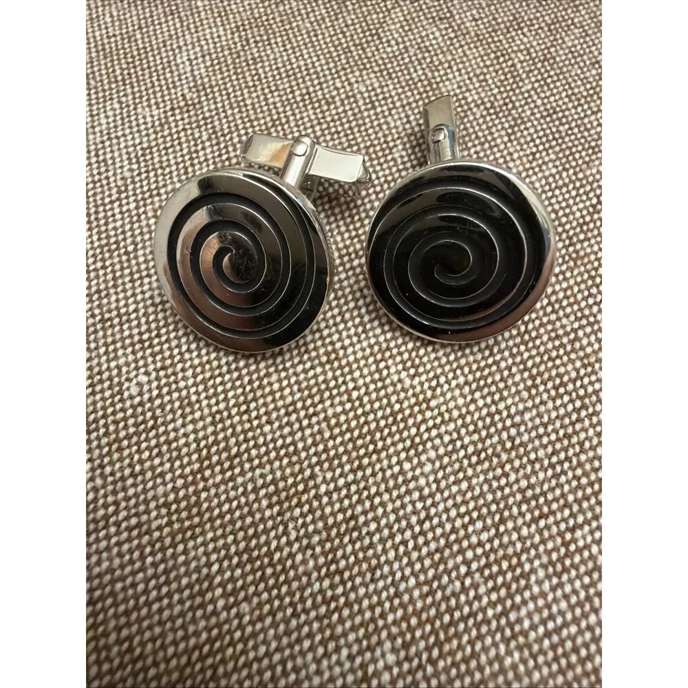 Vintage Swank Art Deco Engravable Cufflinks Spiral